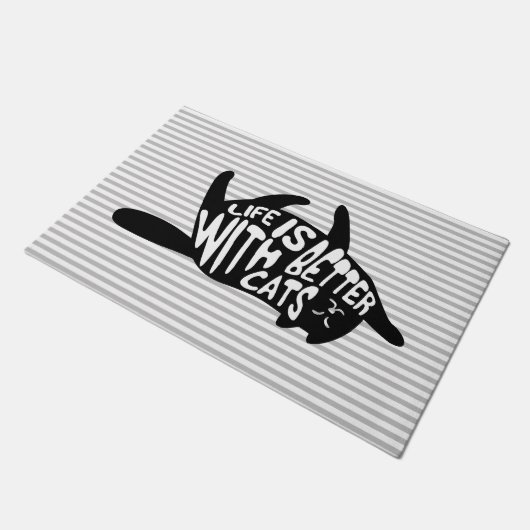 Het leven is beter bij katten | Fun Typografie Deurmat (Schuin)