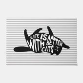 Het leven is beter bij katten | Fun Typografie Deurmat (Voorkant)