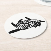 Het leven is beter bij katten | Fun Typografie Ronde Kartonnen Onderzetter (Gebogen)