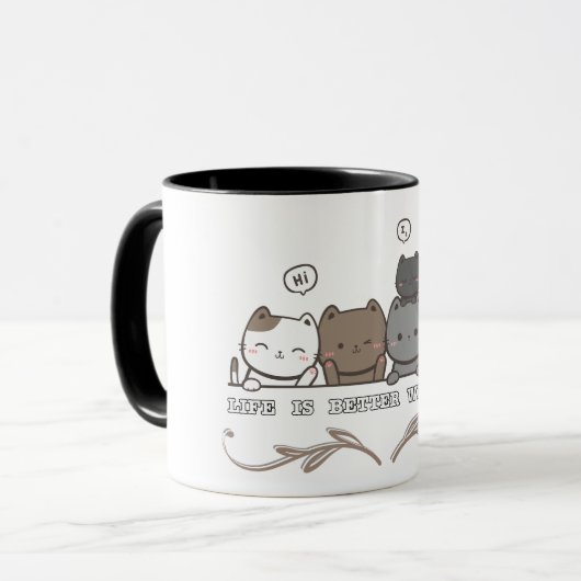 Het leven is beter bij katten mok (Voorkant links)
