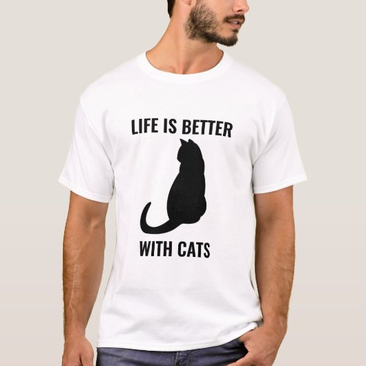 Het leven is beter bij katten t-shirt (Voorkant)