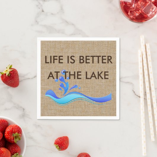Het leven is beter bij Lake Burlap Napkins Servetten (Insitu)