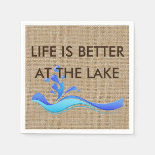 Het leven is beter bij Lake Burlap Napkins Servetten