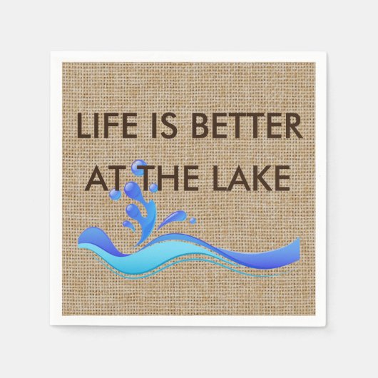 Het leven is beter bij Lake Burlap Napkins Servetten (Voorkant)