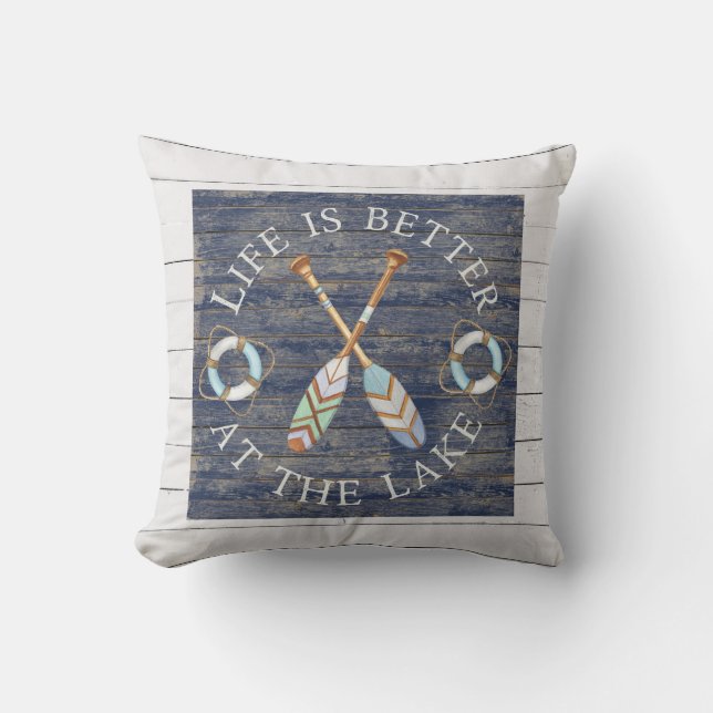 Het leven is beter bij LakeThrow Pillow Kussen (Voorkant)