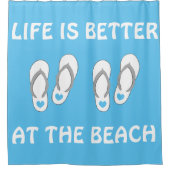 Het leven is beter bij strand teenslippers doucheg douchegordijn (Voorkant)