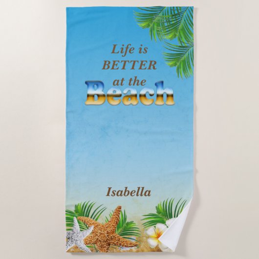 Het leven is beter bij 🏝 strandlaken (Voorkant)
