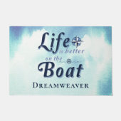 Het leven is beter blauw-boot welkom deurmat (Voorkant)