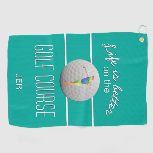 Het leven is beter Blauwgroen Golf Polygonal Golfe Golfhanddoek (Horizontaal)