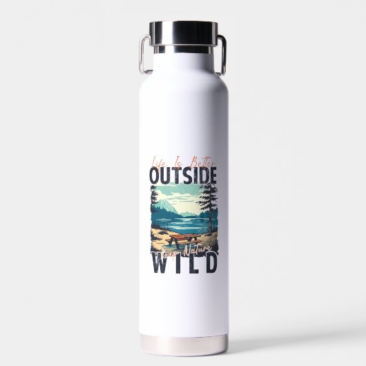 Het leven is beter buiten - Natuur Adventure Waterfles (Voorkant)