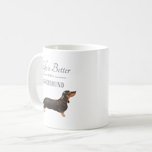 Het leven is beter Dachshund Koffiemok (Voorkant links)