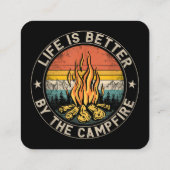 Het leven is beter door kampvuur. vierkante visitekaartje (Achterkant)