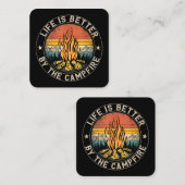 Het leven is beter door kampvuur. vierkante visitekaartje (Voorkant / Achterkant)