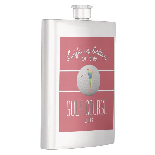 Het leven is beter Golf Polygonal Golfer Initialen Flacon (Rechts)