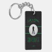 Het leven is Beter Golfer Monogram Zwart Groen Dou Sleutelhanger (Voorkant Links)