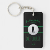 Het leven is Beter Golfer Monogram Zwart Groen Dou Sleutelhanger (Voorkant)