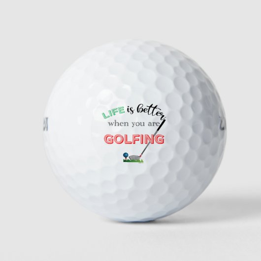Het leven is beter.. Golfing, Golfer, Golf Club Golfballen (Voorkant)