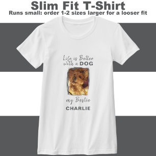 Het leven is beter hond foto naam grijs t-shirt