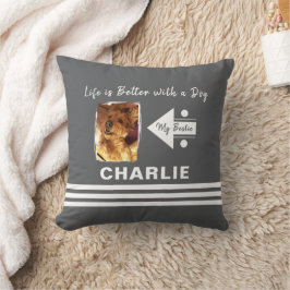 Het leven is beter hond voeg foto naam grijs wit kussen