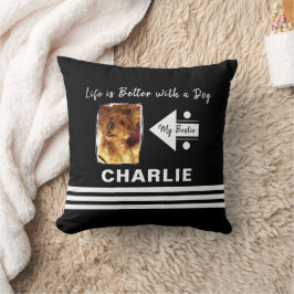 Het leven is beter hond voeg foto naam zwart wit kussen