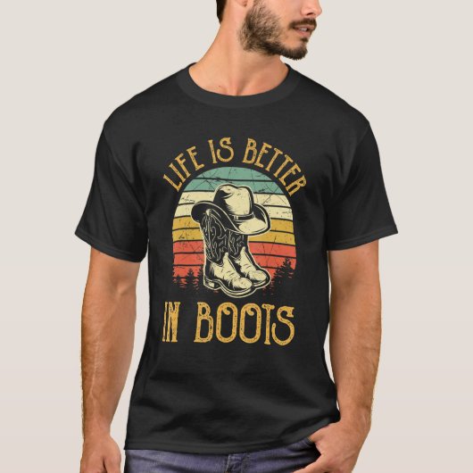 Het leven is beter in Boots Funny Cowgirl Land Wes T-shirt (Voorkant)