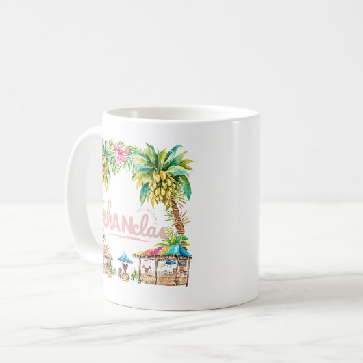 Het leven is beter in Chanclas Tropical Palm Tree Koffiemok (Voorkant links)