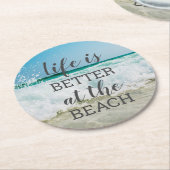 Het leven is beter in de Beach Photo Typografie Ronde Kartonnen Onderzetter (Gebogen)