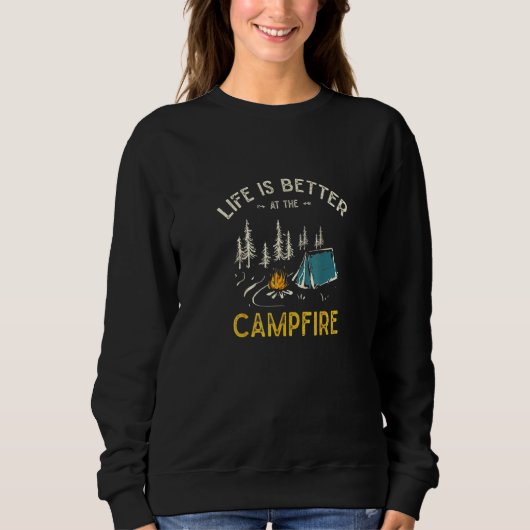 Het leven is beter in de Camper Camp Campin Campfi Trui (Voorkant)