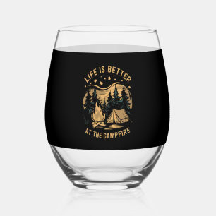 Het leven is beter in de Camper Camper Camp Campin Wijnglas Zonder Voet