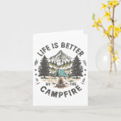 Het leven is beter in de campfire Funny Camping Kaart (Gele Bloem)