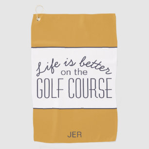 Het leven is beter in de Golfcursus Quote Golden Y Golfhanddoek