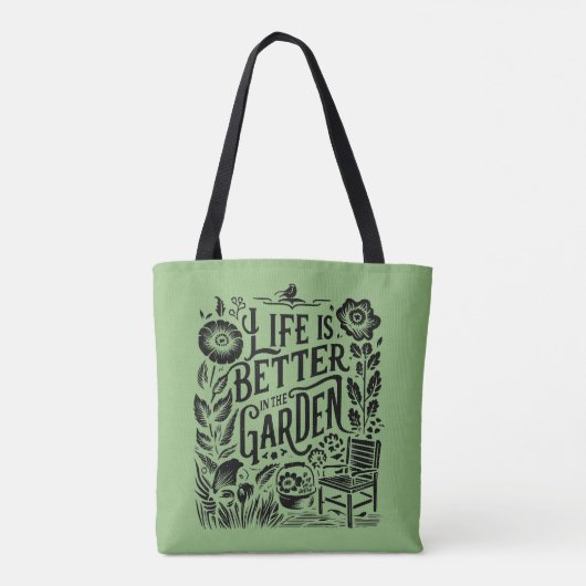 Het leven is beter in de groene tuin tote bag (Achterkant)