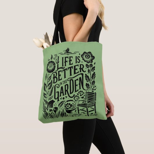 Het leven is beter in de groene tuin tote bag (Dichtbij)