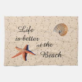 Het leven is beter in de keuken op het strand theedoek