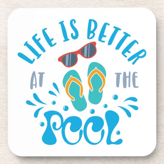 Het leven is beter in de pool Nice Summer Design Bier Onderzetter (Voorkant)