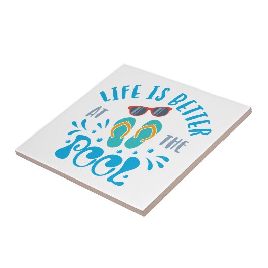 Het leven is beter in de pool Nice Summer Design Tegeltje (Zijkant)