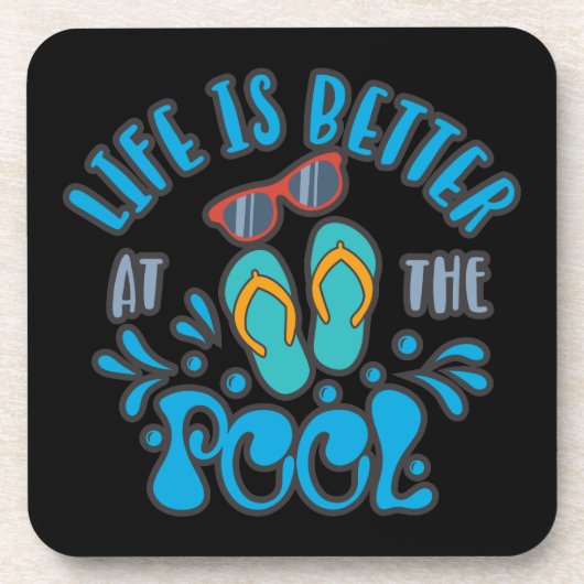 Het leven is beter in de pool. Summer Pool Design Bier Onderzetter (Voorkant)