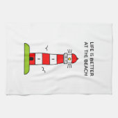 Het leven is beter in de schattige vuurtoren op he theedoek (Horizontaal)