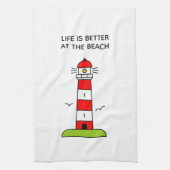 Het leven is beter in de schattige vuurtoren op he theedoek (Verticaal)