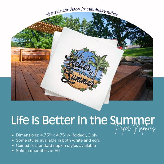 Het leven is beter in de zomer papieren servet