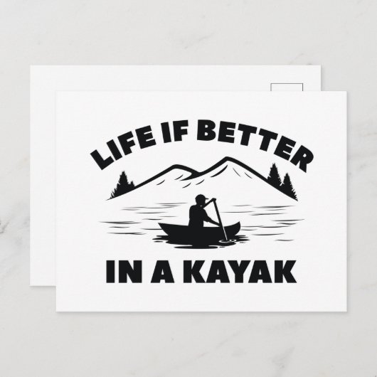 Het leven is beter in een Kayak Briefkaart (Voorkant / Achterkant)