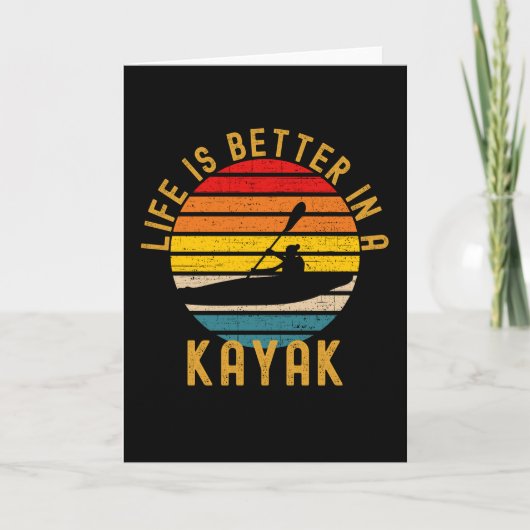 Het leven is beter in een Kayak Retro Kaart (Voorkant)