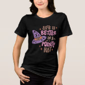 Het leven is beter in een puntig Pet Halloween-hek Tri-Blend Shirt (Voorkant)