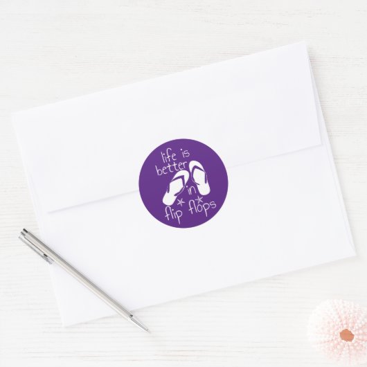 Het Leven Is Beter In Flip Flops Ronde Sticker (Envelop)
