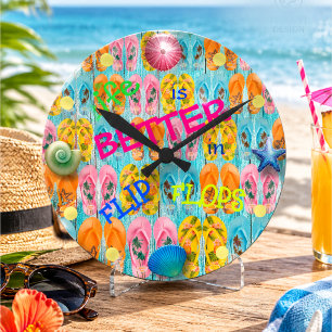 Het leven is beter in Flip Flops Strandhuis Ronde Klok