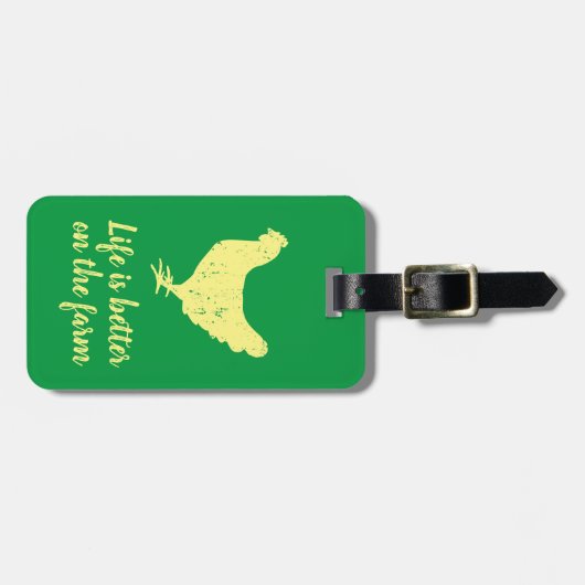 Het leven is beter in het boerderij grappige kippe bagagelabel (Voorkant horizontaal)