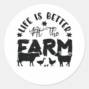Het leven is beter in het Boerderij Ronde Sticker
