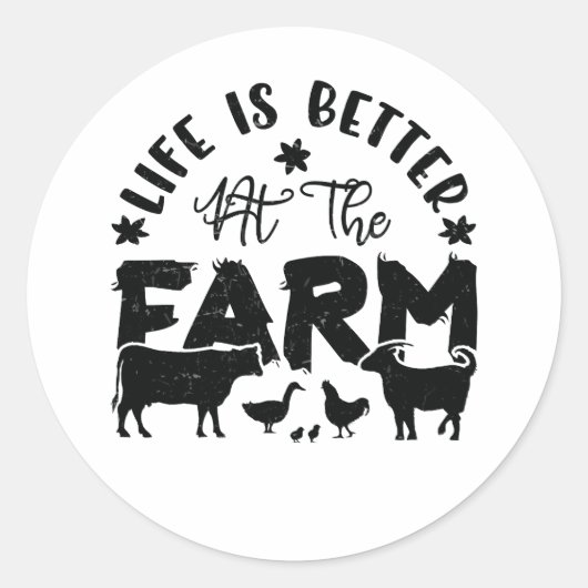 Het leven is beter in het Boerderij Ronde Sticker (Voorkant)