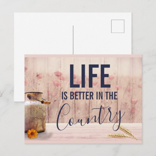 Het leven is beter in het land Citaat met Melk Kan Briefkaart (Voorkant / Achterkant)