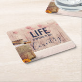 Het leven is beter in het land Citaat met Melk Kan Kartonnen Onderzetters (Schuin)